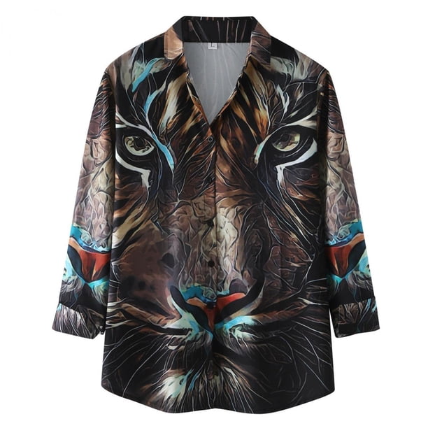 Chaqueta casual de camisa de solapa estampada a cuadros estampada en contraste para hombre Pompotops oipoqjl12681
