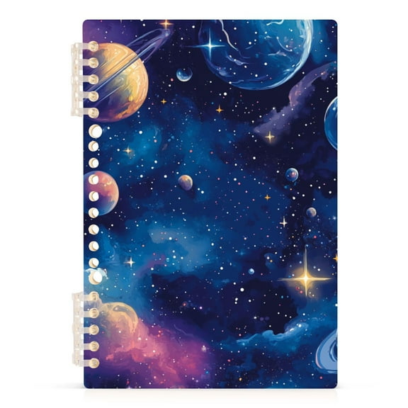 Space Planet Ring Binder Notebook Journey Note Diary College Ruled Spiral Notebook Study Loose Leaf Paper A5 60 Pages