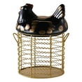 thumbnail image 2 of CRCMURE Food Storage Colorful Design Eggs Basket Ceramic Chicken Shaped Lid Round Wire Basket Bottom Handle Metal Wire Eggs Storage Basket With Ceramic Farm Chicken Cover Farmer Style, 2 of 8