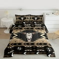thumbnail image 2 of jejeloiu Boho Exotic Style Bedding Comforter Set,Bohemian Bull Skull Twin Comforter Sets,Brown Black Aztec Bedding Set For Boys Teens,Microfiber Bedroom Decor Reversible,2-Piece, 2 of 8