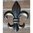 thumbnail image 5 of Placa De Pared/Arte De Metal Con Forma De Flor De Lis De 8.0 In Con Colgador, Decoración Rústica Criolla Toscana (Bronce Desgastado), 5 of 5