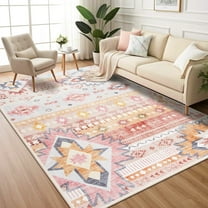 Ultrug Boho Area Rug Modern Geometric Soft Non Slip Rugs Indoor Floor Carpet for Living Room Bedroom Home Decor,4'x6',Pink