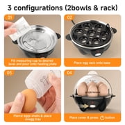 Egg Cooker - Rapid 2-Layer 14 Eggs Boiler with Auto Shut-off, Poacher & Omelette Maker, Easy Clean Stainless Steel Heating Plate for Soft, Medium, Hard Boiled Eggs - Green