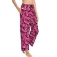 thumbnail image 2 of Uemuo Pink Butterfly Pattern Women's Wide Leg Palazzo Lounge Pants with Pockets Light Weight Loose Comfy Casual Pajama Pants-X-Large, 2 of 9