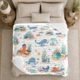 thumbnail image 5 of Whimsical Underwater Sea Creatures, Playful Coastal Landscape Scene, Warm Flannel Blanket for Beach House and Living Room, Beach Lovers Valentine's Day Gift, Coastal Home Decor, 5 of 9