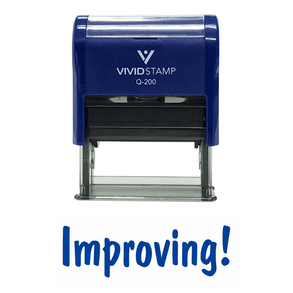Vivid Stamp Improving Teacher Self Inking Rubber Stamp (Blue Ink) - Medium