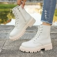 thumbnail image 5 of LOVZFMLL Boots for Women Ankle Combat Boots Lace Up Round Toe Adjustable Straps Low Chunky Heel Classic Fall Winter Boots, 5 of 5