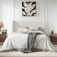 thumbnail image 2 of Amolife Full Size Velvet Upholstered Bed with Wingback Headboard, Off-white, 2 of 9