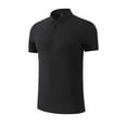 thumbnail image 5 of Mens Summer T Shirts Casual Stylish Ice Silk Solid Color Lapel Seamless Breathable Laminated Fabric Drying Short Sleeved Summer Beach Shirt - Black∣2XL, 5 of 6