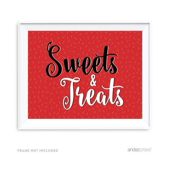 Signature Black, White, Red, 8.5x11-inch Party Sign, Sweets & Treats