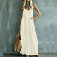 thumbnail image 7 of VBVC Women's Cotton Linen Spaghetti Strap Maxi Dress , Summer Casual Long Dress For Women , Ladies' Loose Fit Beach Vacation Dress with Pockets,Beige,S-2XL, 7 of 7