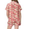 thumbnail image 4 of Ensemble de Pyjamas en Soie pour Filles, Manches Courtes Imprimées, Pyjamas Boutonnés pour Enfants, Ensemble de Pyjamas Décontractés pour Filles, Pyjamas Preppy pour Filles, Garçons, Filles, Mode, 4 of 5