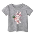 thumbnail image 4 of PMVFHDE T-Shirt pour Filles T-Shirts pour Filles T-Shirts pour Filles Graphiques Hauts d'Été pour Filles 2025 Imprimé pour Enfants Col Rond Manches Courtes T-Shirt Gris, 2-3 Ans, 4 of 4
