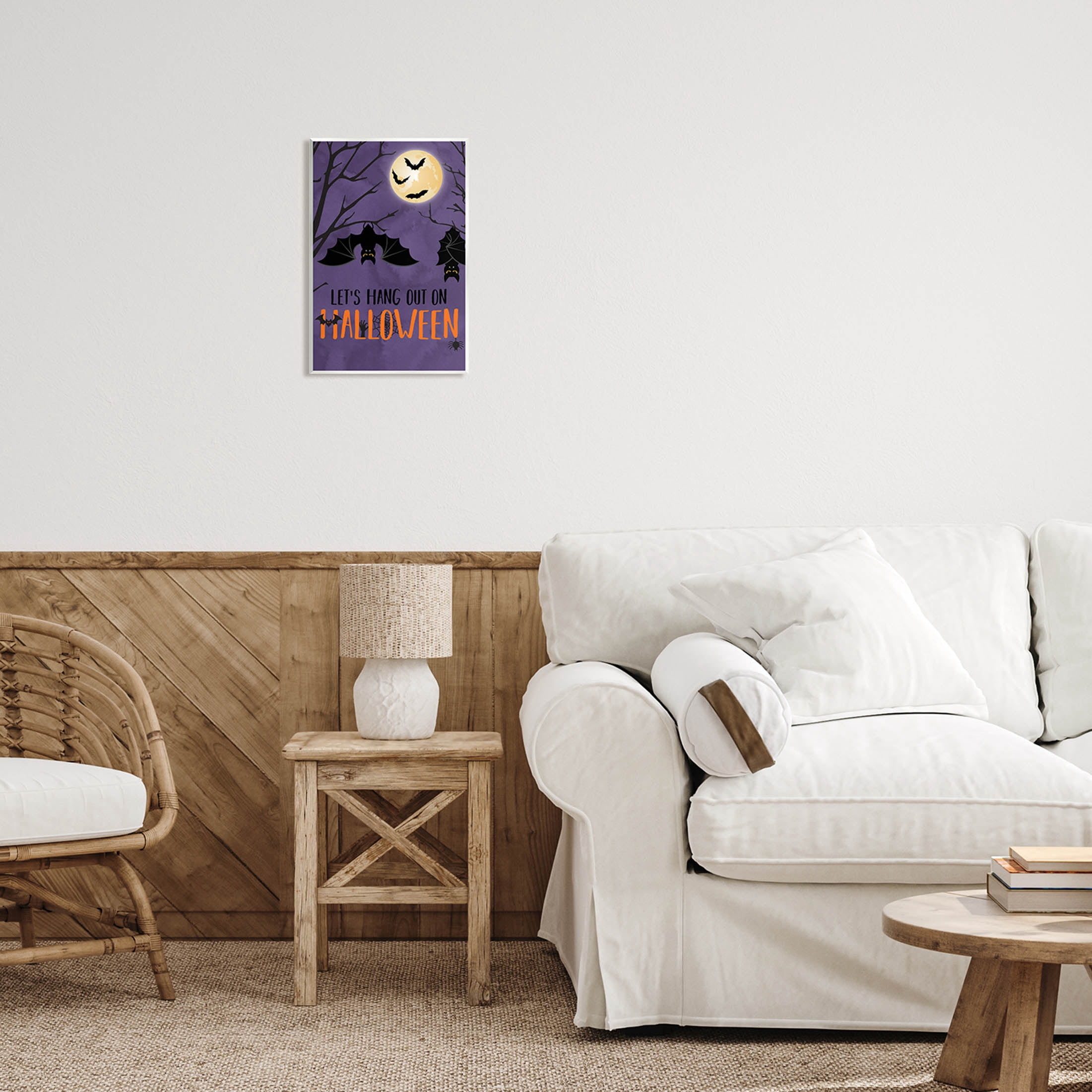 Stupell Industries Let's Hang Halloween Bats Graphic Art Unframed Art Print Wall Art, Design by Linda Birtel