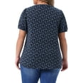 thumbnail image 3 of Agnes Orinda Women's Plus Size Floral Printed Tops Notched V Neck Short Sleeves Casual Summer Blouses 1X Blue, 3 of 6