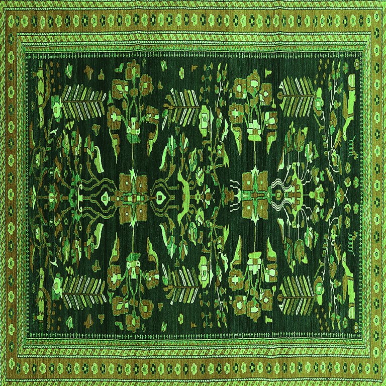 Ahgly Company Indoor Round Oriental Green Industrial Area Rugs, 8