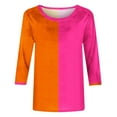 thumbnail image 4 of RXIRUCGD T-shirt Imprimé de Mode pour la Saint-Valentin pour Femme, Blouse à Manches 3/4, Col Rond, Hauts Décontractés, Orange, Taille : M, 4 of 5