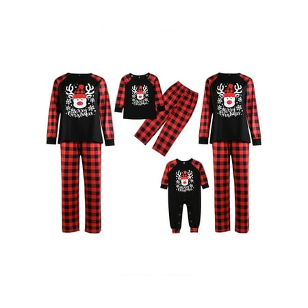 

AMILIEe Christmas Family Pajamas Matching Sets Holiday Household Print Long Sleeve Nightwear