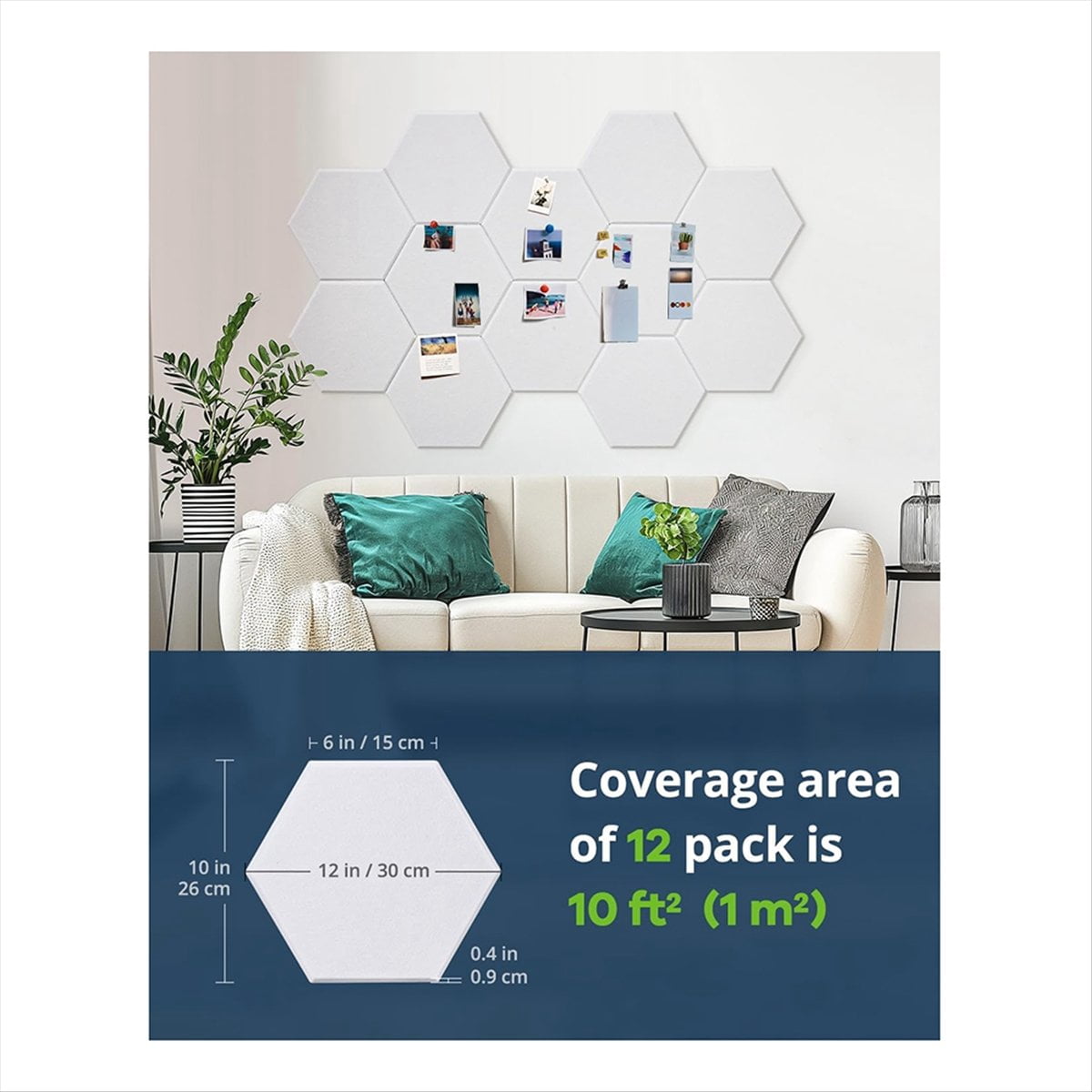12 Pack Acoustic Panels Sound,12 X 10 X 0.4 Inch Hexagon Self Adhesive Sound Proof Panels,for Bedroom,Home,Studio White