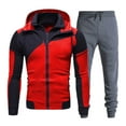 thumbnail image 2 of VBTAPA Track Suit for Men Color Block 2 Piece Casual Sport Outfits Athletic Jogging Matching Sets Double Zip Up Hoodie and Drawstring Sweatpants Suit with Pockets Prime Sales of The Day Red L, 2 of 8