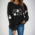 thumbnail image 2 of HAOTAGS Halloween Spooky Season Sweatshirt, Fall Crewneck Embroidered Pullover Tops Black M, 2 of 4