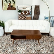 Nola Mid-Century Rectangular Solid Wood Coffee Table in Walnut