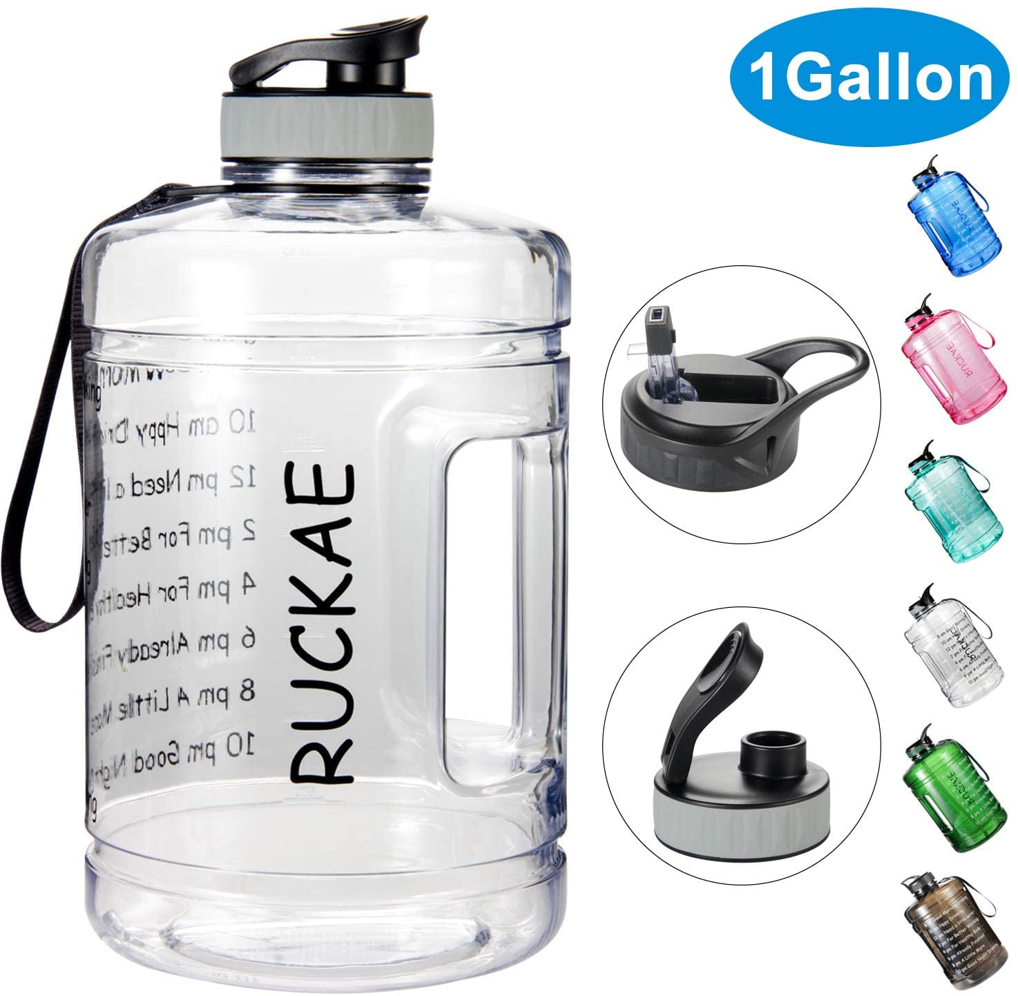 Ruckae Water Bottle, 1 Gallon Water Bottle with Straw and One