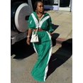 thumbnail image 2 of Conjunto de chándal Angsuttc para mujer, 2 piezas, a rayas, verde, XXL, 2 of 8