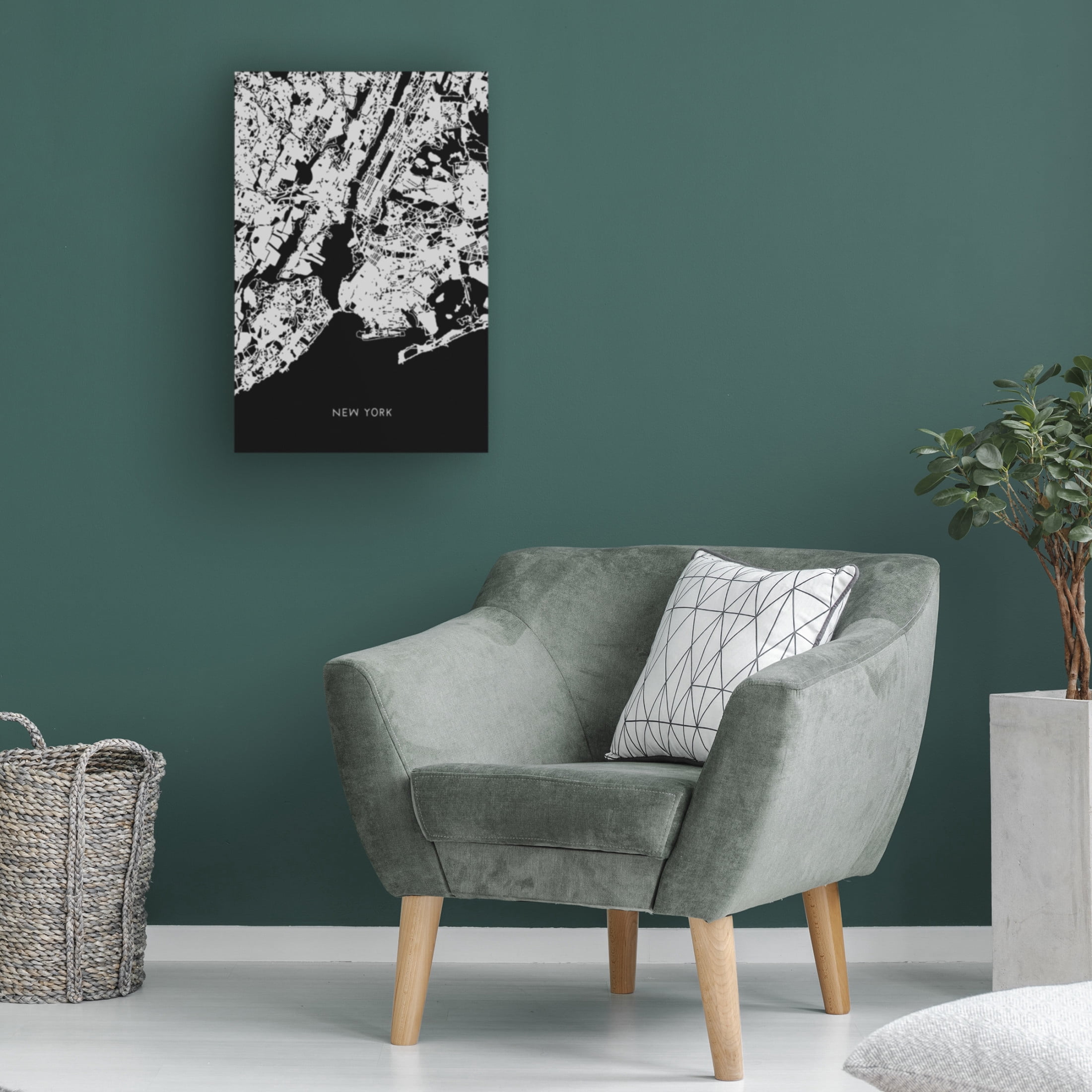 Trademark Fine Art Pictufy Studio Map New York 002 Black Canvas Wall Art