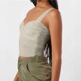 thumbnail image 5 of Otntypg Women’s Sleeveless Slim Crop Tank Top Sexy Pleated Bustier Sweetheart Neck Strappy Slits Cropped Vest Cami Tops Beige XL, 5 of 6