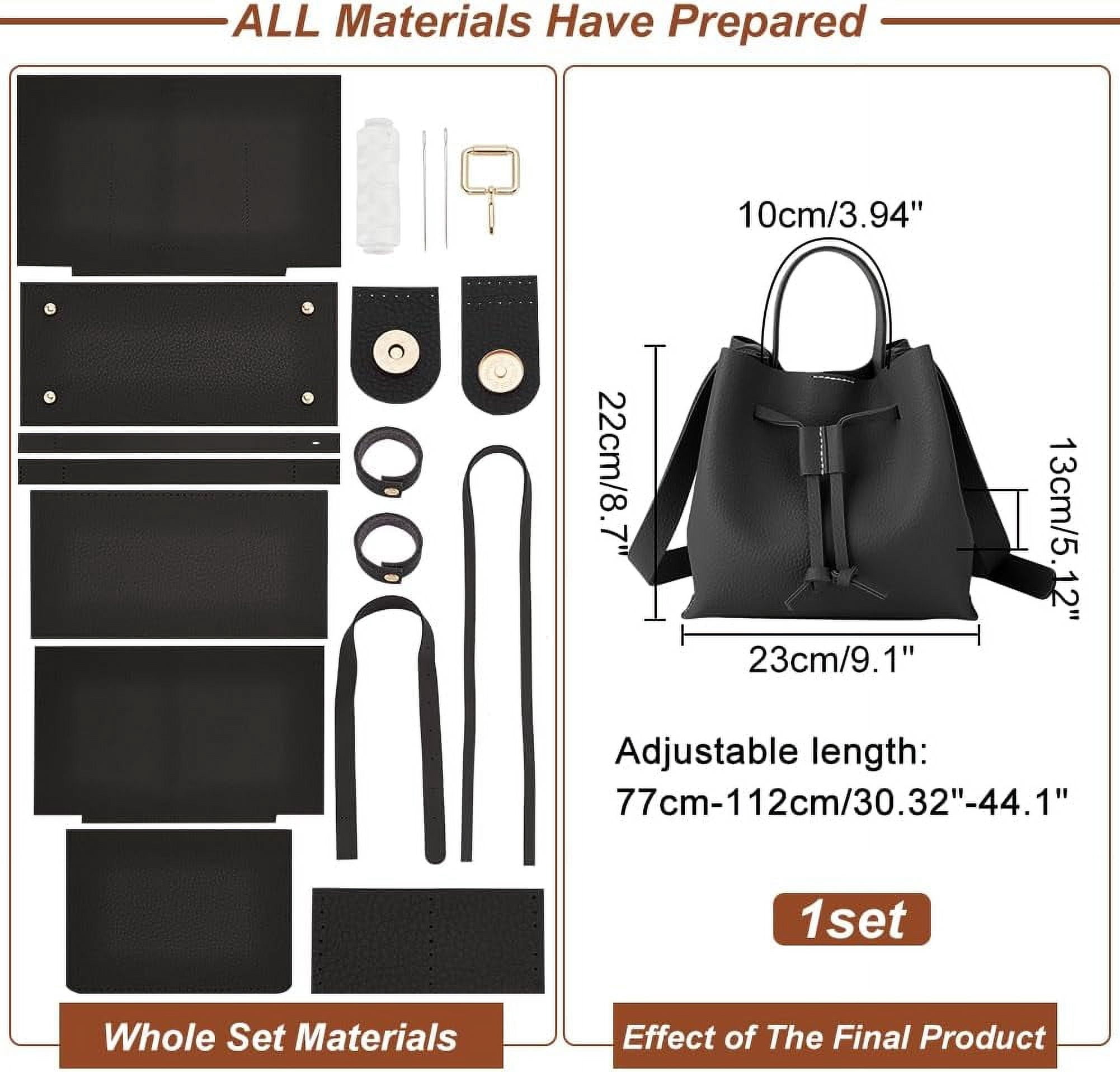 DIY Shoulder Bag Making Kits Imitation Leather Handmade Drawstring Bucket Bag Making All Materials Hand Sewing Handbag Making Set