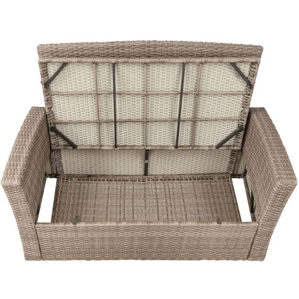 4 Pieces Outdoor Patio Furniture Sets,Patio Sectional Sofa Set with Tempered Glass Coffee Table and 2 Rattan Chairs,Patio Set Wicker Chair Set with Storage Boxes,for Garden Backyard Lawn - image 3 of 7