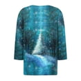 thumbnail image 4 of FDGIU Women's Christmas Tree Shirt 2025, Cute Print 3/4 Sleeve Crewneck Tunic Top for Holiday Casual Outfit Gifts, 4 of 5