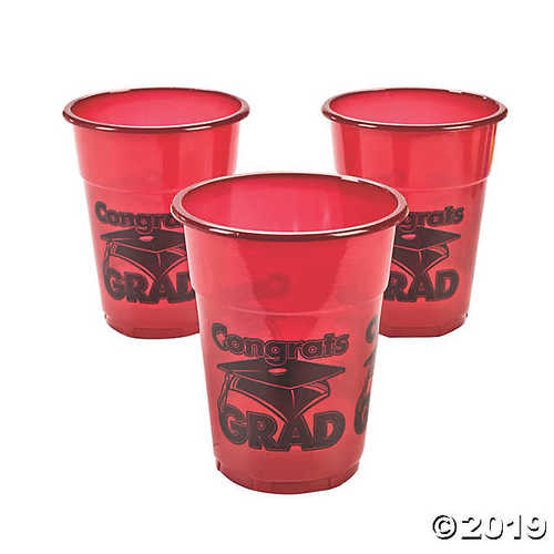 Burgundy Congrats Grad Disposable Cups