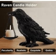 thumbnail image 3 of Gothic Crow Tealight Candle Holder, Black Resin Raven Statue Lamp, Unique Goth Home Decor for Bedroom, Gothic Gift Idea, 3 of 6