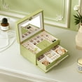 thumbnail image 3 of BIQI MUSSE 4 Layer Jewelry Box with Flowing-Gold Decoration Glass Lid, Drawer Jewelry Storage, With Big Mirror, Double-sided Organizer for Necklaces Earrings, With Key Lock, 3 of 8