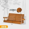 thumbnail image 4 of VINGLI XL Size Patio Wooden Porch Swing Outdoor with Cup Holders, Heavy Duty 880 LBS Hanging Swing Chair Bench with Hanging Chains for Yard, Lawn, Garden (4 FT Pro, Brown), 4 of 6