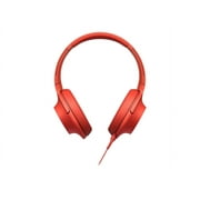 Sony h.ear on MDR-100AAP - Headphones with mic - full size - wired - 3.5 mm jack - cinnabar red