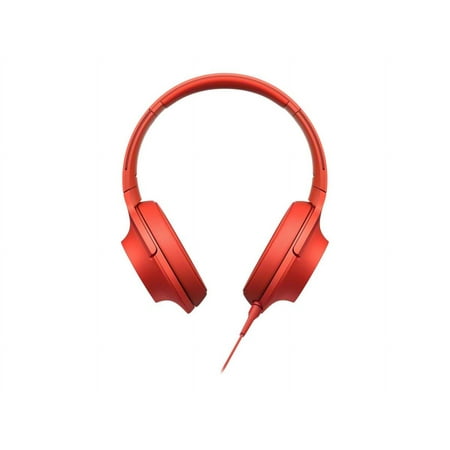 Sony h.ear on MDR-100AAP - Headphones with mic - full size - wired - 3.5 mm jack - cinnabar red