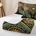 thumbnail image 4 of jejeloiu Bohemian Peacock Twin Quilt Set For Men Women,Floral Print Twin Coverlet Set,Multi Black,2 Pieces, 4 of 7