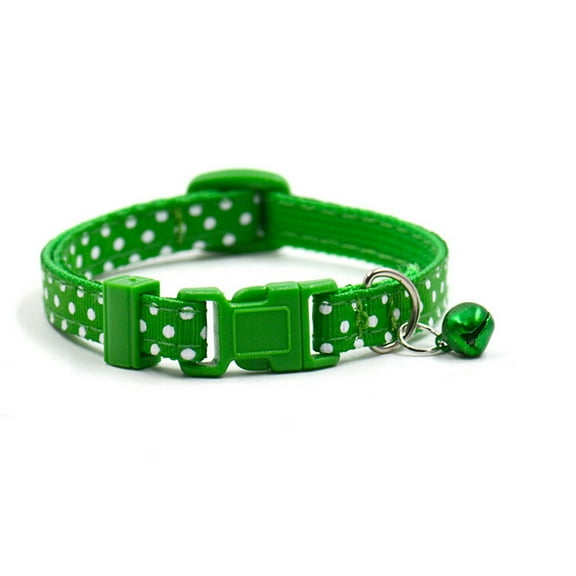 LOLIPPYY Dots Small Puppy Collar with Jingle Bell 1.0cm Width (Green)
