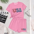 thumbnail image 6 of ATOGUTA Girl 2 Piece Outfit Set Kids 4th of July Short Sleeve T-Shirts Elastic Waist Shorts Casual Summer Clothing Sets Size 3T-15, Pink, 6 of 6