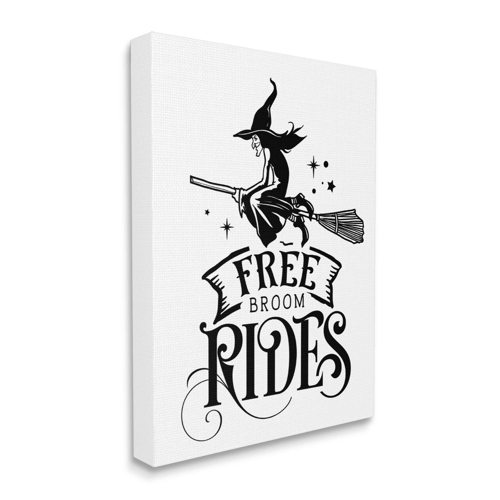 Free Broom Rides Typography Magical Witch Flying Fairy Tales & Fantasy Graphic Art Gallery-Wrapped Canvas Print Wall Art