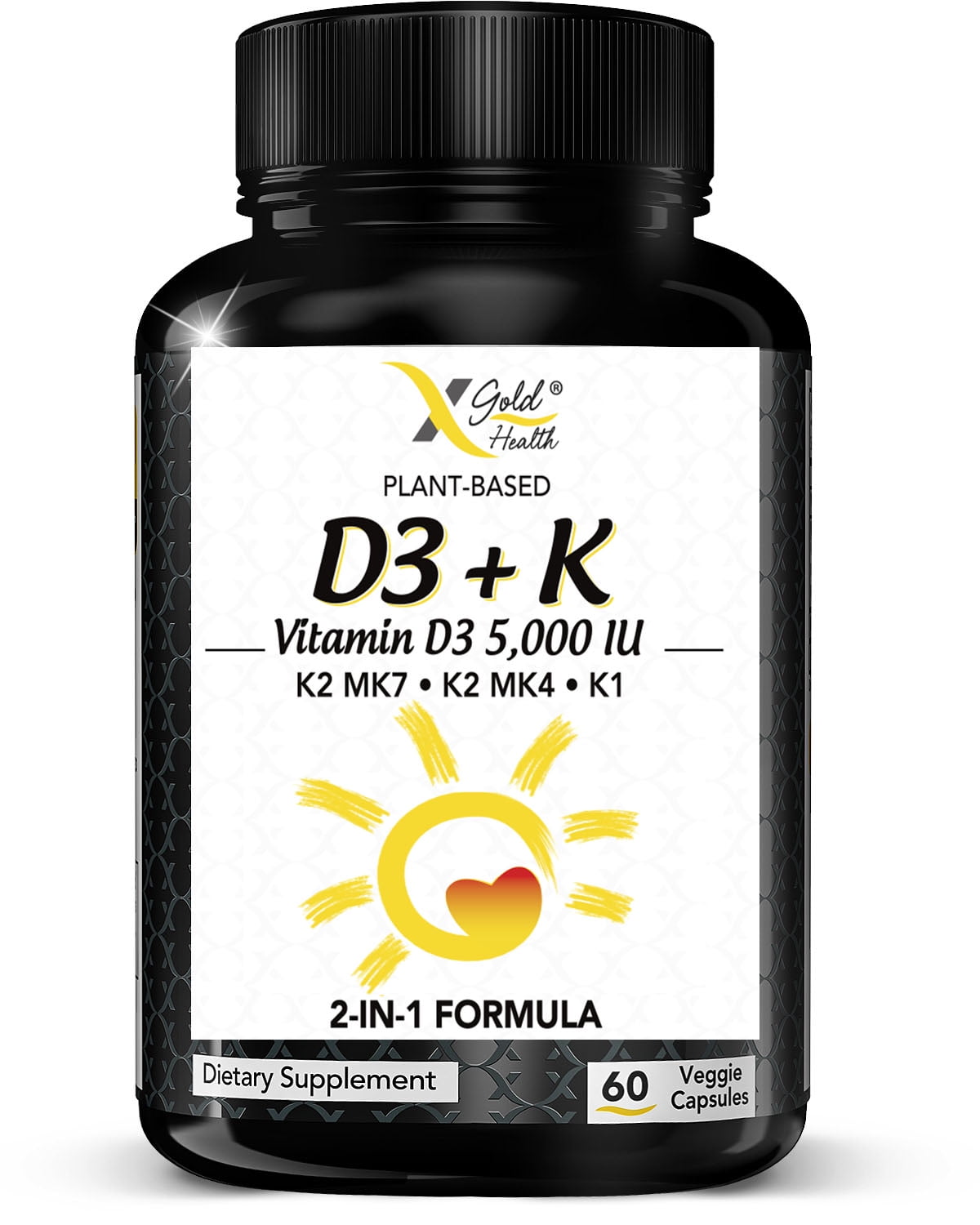 X Gold Health Vitamin D3 + K Complex Supplement Vitamin D3 5000 IU with Vitamin K2 MK7, MK4 and