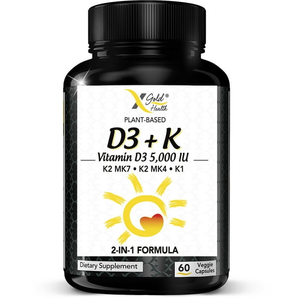 X Gold Health Vitamin D3 + K Complex Supplement Vitamin D3 5000 IU