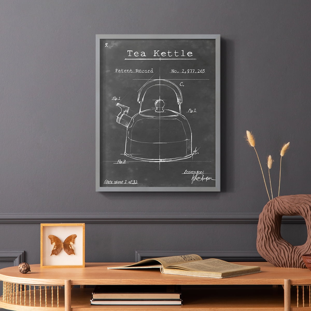Morning Routine V Framed Print in Gray Solid Wood Framed Print No Nail Hanging