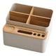 thumbnail image 3 of Caja de almacenamiento de escritorio, organizador de papelería y cosméticos, con 5 compartimentos Beige, 3 of 6