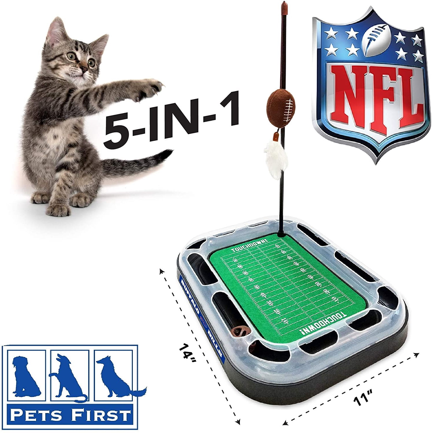 NFL Buffalo Bills CAT Scratcher Toy with Catnip Plush & Feather Cat and Kitty Toy