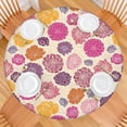 thumbnail image 2 of Pioneer Flower Floral Print Pattern Round Fitted Tablecloth with Elastic Edge,Dining Table Cover Waterproof,Outdoor Round Tablecloth for Camping,Dining,Indoor and Outdoor, 2 of 7