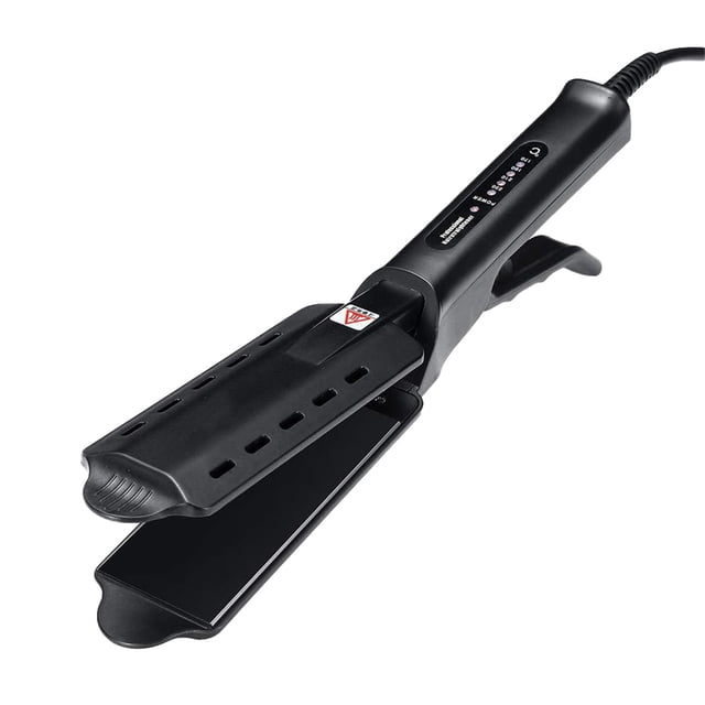 Ceramic Tourmaline Ionic Planner Flat Iron, Straighten Curl With Four Adjustble, Polyester Hair Clip